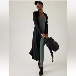 Athleta Cosmic Layer Maxi Button Down Dress/Duster Black Medium Long Sleeve